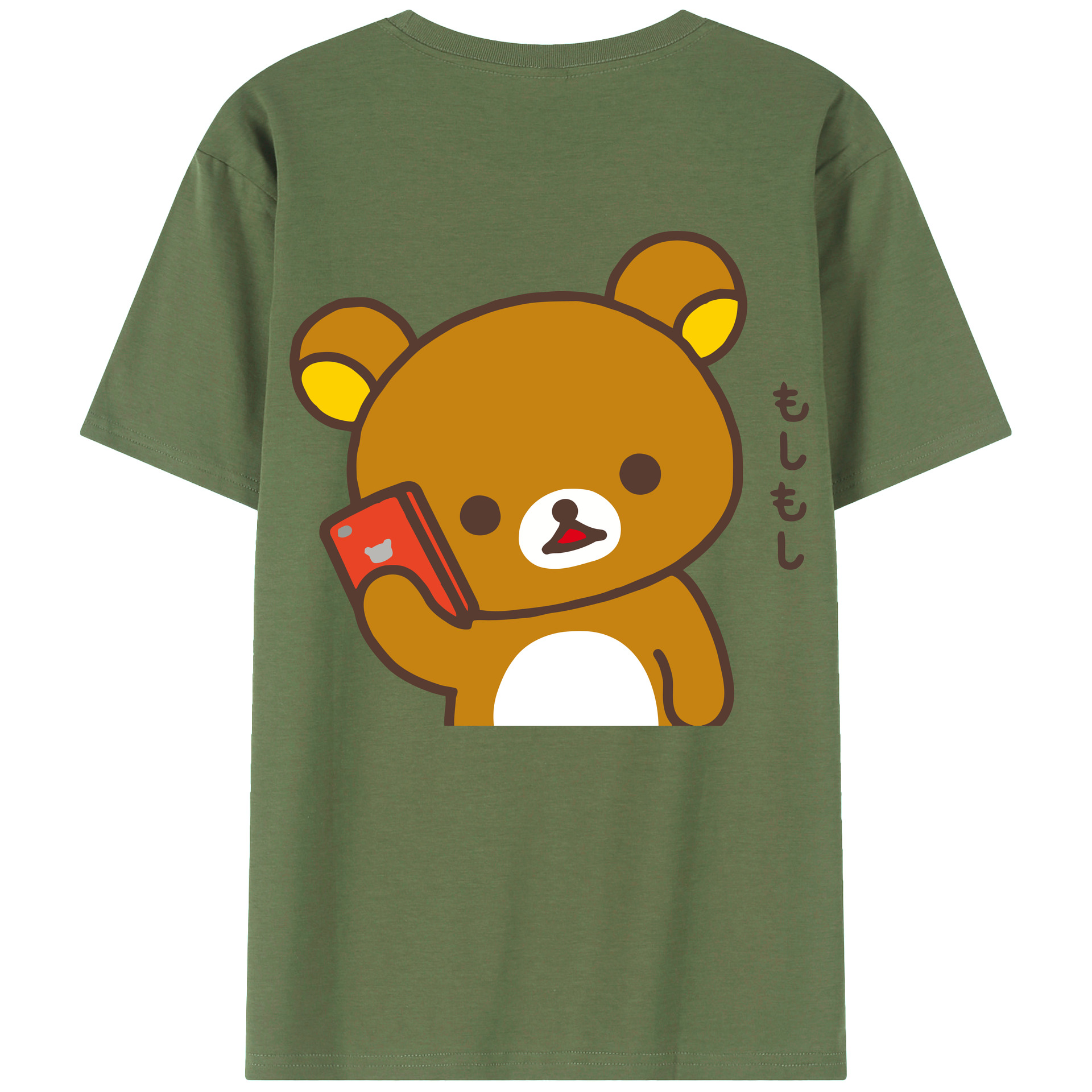 （画像用） リラックマ リラックマ キイロイトリ Rilakkuma Korilakkuma Kiiroitori 綿100％ メンズ半袖Tシャツ（バックプリント） 通気性
